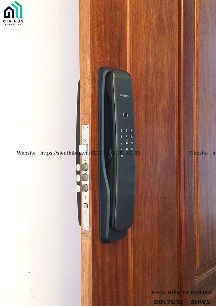 Khóa điện tử Philips DDL702E - 5HWS (32 ký tự mã số ảo)