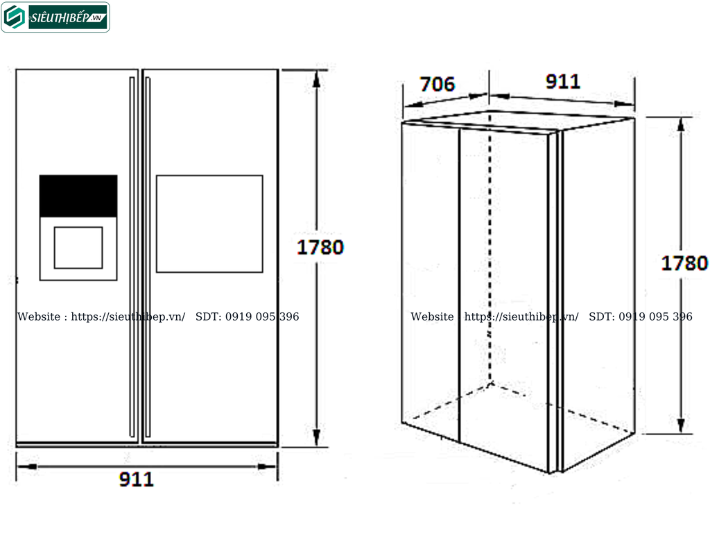 Tủ lạnh Kaff KF - BCD 606WHIT (Side By Side 2 cánh - 573 Lít)