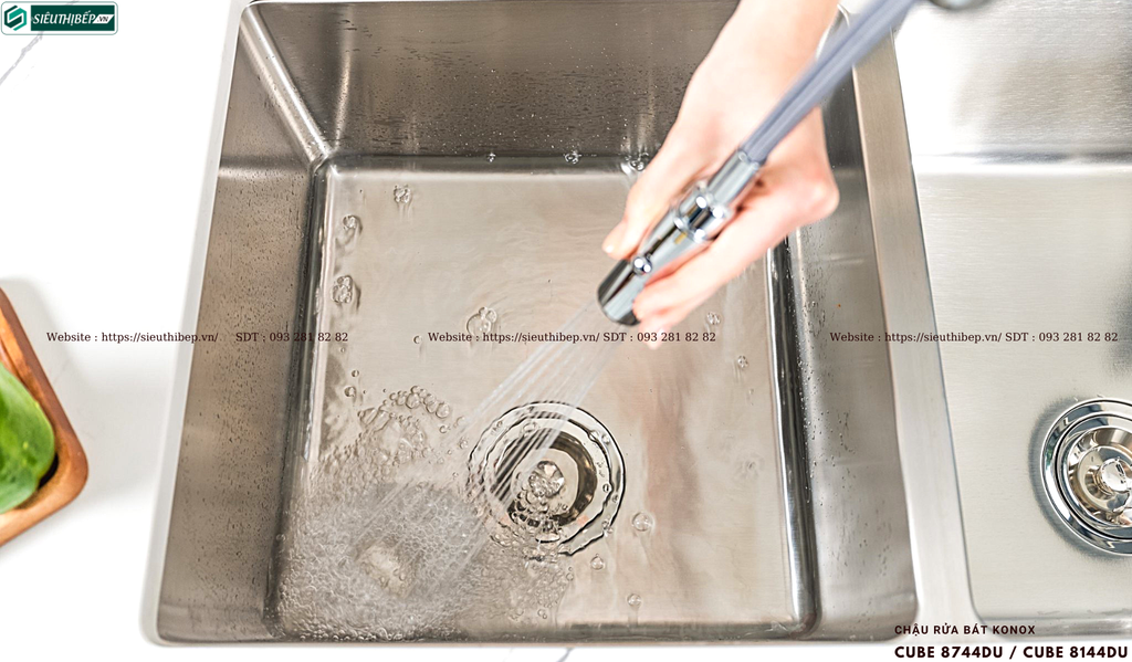 Chậu rửa bát Konox CUBE 8744DU / CUBE 8144DU (Inox 2 hộc đều)