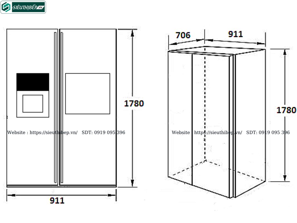 Tủ lạnh Kaff KF - BCD 606MBR (Side By Side 2 cánh - 573 Lít)