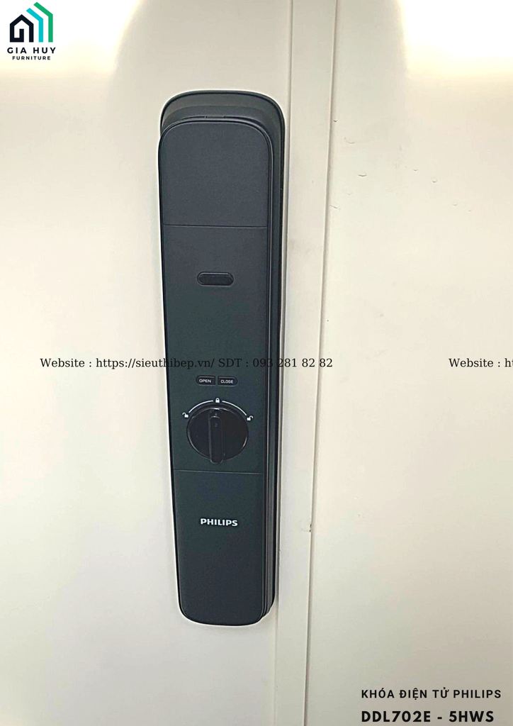 Khóa điện tử Philips DDL702E - 5HWS (32 ký tự mã số ảo)