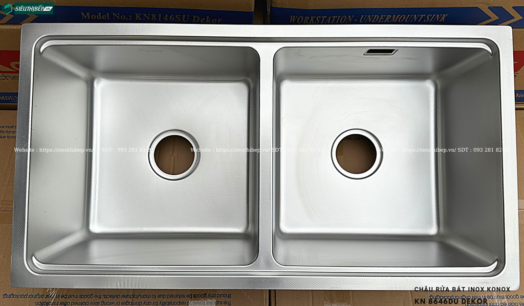 Chậu rửa bát inox Konox KN 8646DU Dekor - Basic (2 hộc đều - lắp âm)