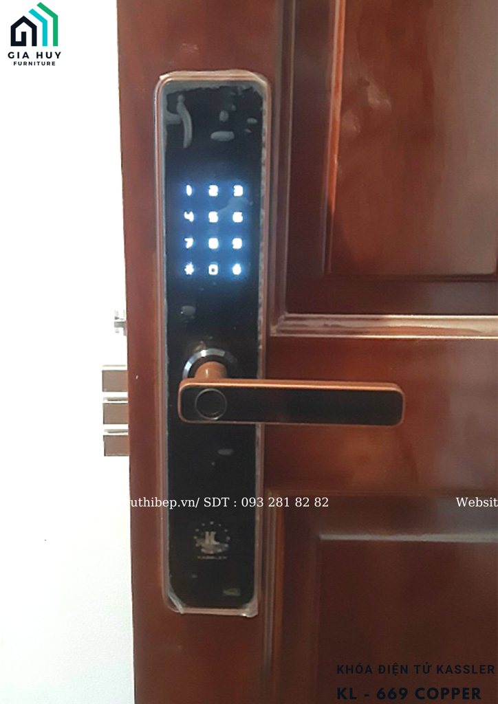 Khóa điện tử Kassler KL - 669 COPPER / KL - 669 BLACK mở khóa bằng APP điện thoại thông minh