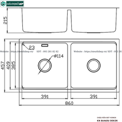 Chậu rửa bát inox Konox KN 8646DU Dekor - Basic (2 hộc đều - lắp âm)