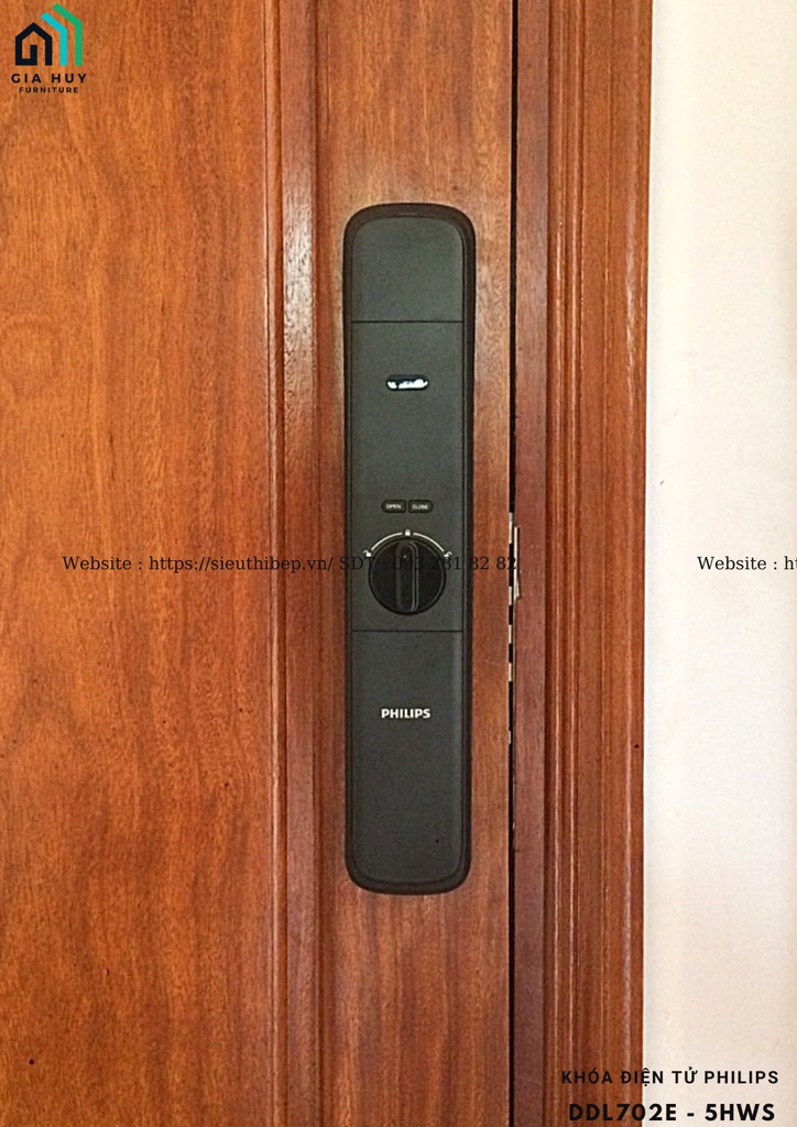 Khóa điện tử Philips DDL702E - 5HWS (32 ký tự mã số ảo)