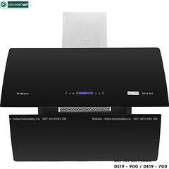 Máy hút mùi Pramie DE19 - 900 / DE19 - 700 (Áp tường, kính cong - Made in Thailand)