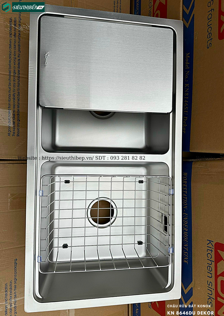 Chậu rửa bát inox Konox KN 8646DU Dekor - Basic (2 hộc đều - lắp âm)