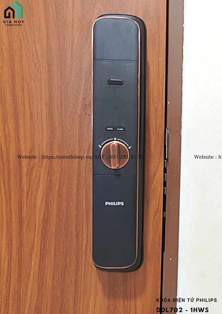 Khóa điện tử philips DDL702 - 1HWS (Mở khóa bằng APP Wifi thông minh)