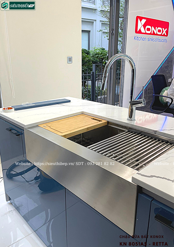 Chậu rửa bát Konox KN 8051AS - Retta (Inox 1 hộc)