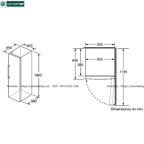 Tủ lạnh Bosch HMH KSV36VI3P - Serie 4 (Đơn 1 cánh độc lập - Made in Poland)