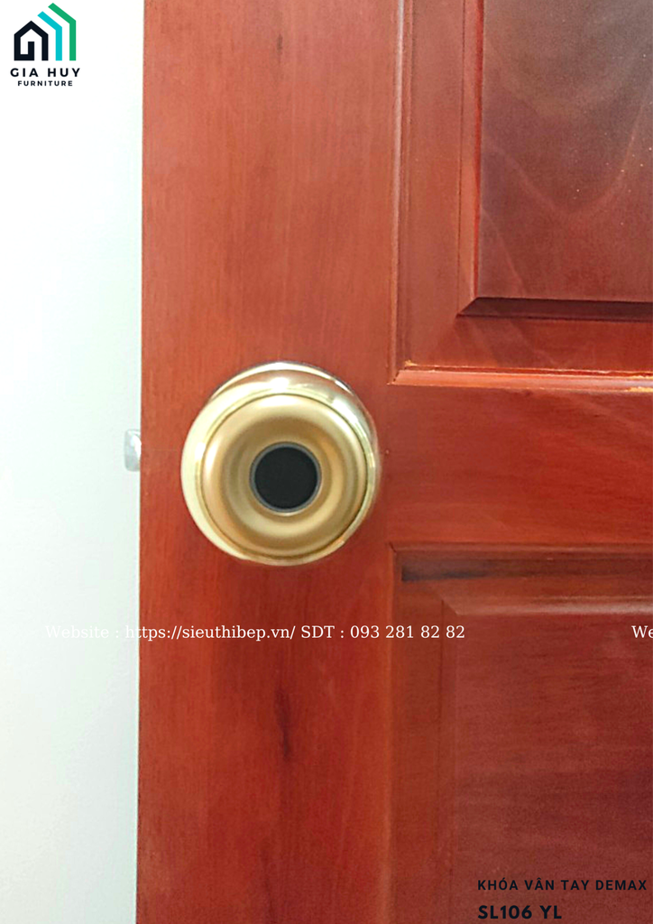 Khóa vân tay Demax SL106 YL / SL106 SV (Dùng cho cửa phòng - Mở khóa bằng Bluetooth thông minh)