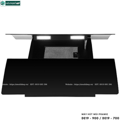 Máy hút mùi Pramie DE19 - 900 / DE19 - 700 (Áp tường, kính cong - Made in Thailand)