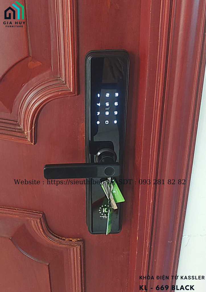 Khóa điện tử Kassler KL - 669 COPPER / KL - 669 BLACK mở khóa bằng APP điện thoại thông minh