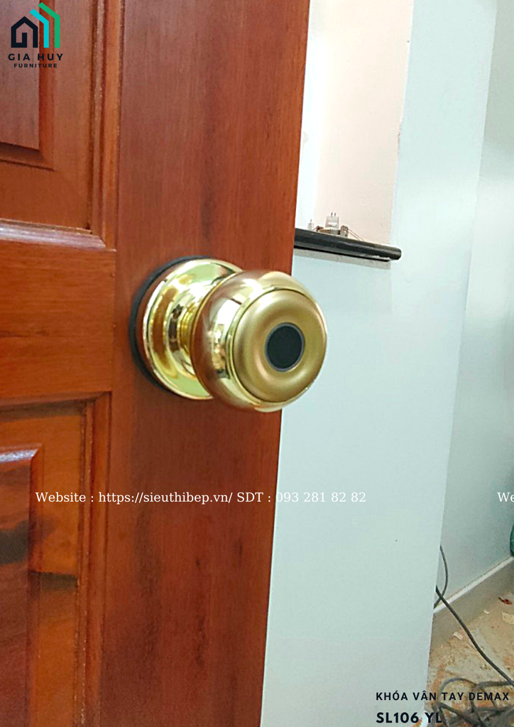 Khóa vân tay Demax SL106 YL / SL106 SV (Dùng cho cửa phòng - Mở khóa bằng Bluetooth thông minh)