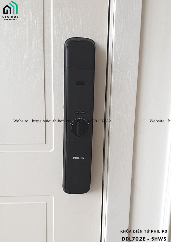 Khóa điện tử Philips DDL702E - 5HWS (32 ký tự mã số ảo)