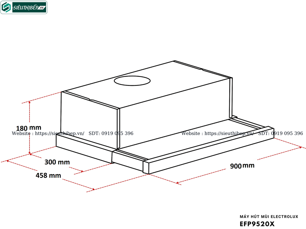 Máy hút mùi Electrolux EFP9520X (Âm tủ)