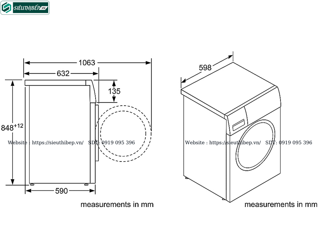 Máy giặt Bosch HMH WAV28L40SG - Serie 8 Activeoxygen (9Kg - Made in Germany)