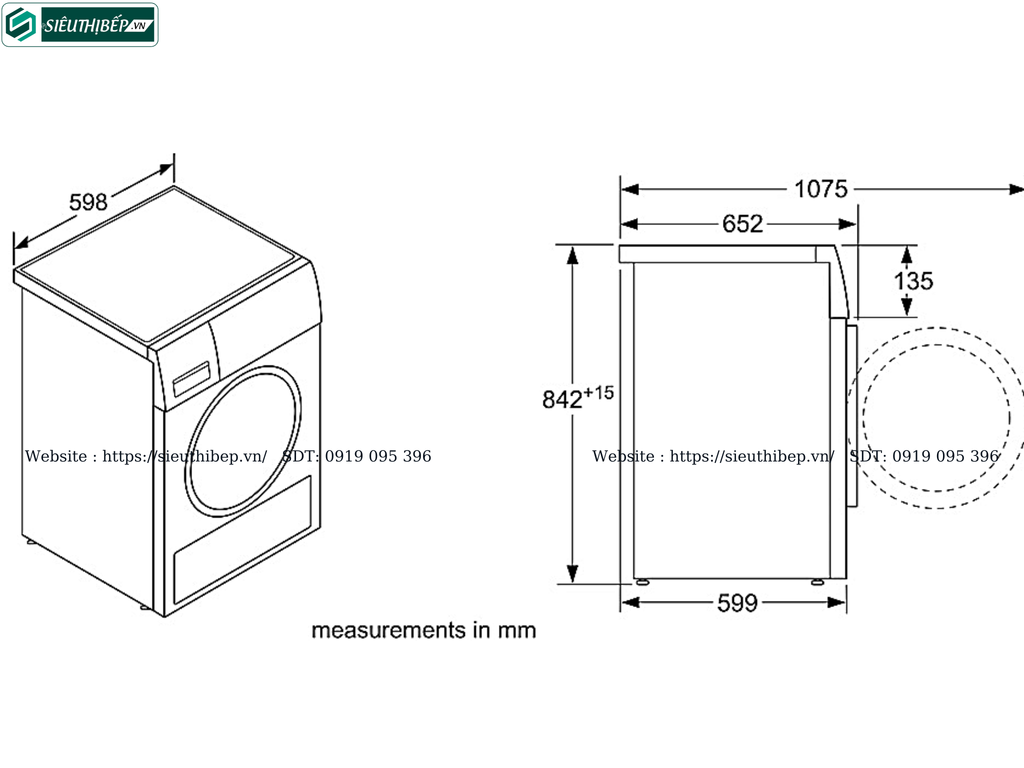 Máy sấy tụ hơi Bosch HMH WTN84201MY - Serie 4 (8Kg)