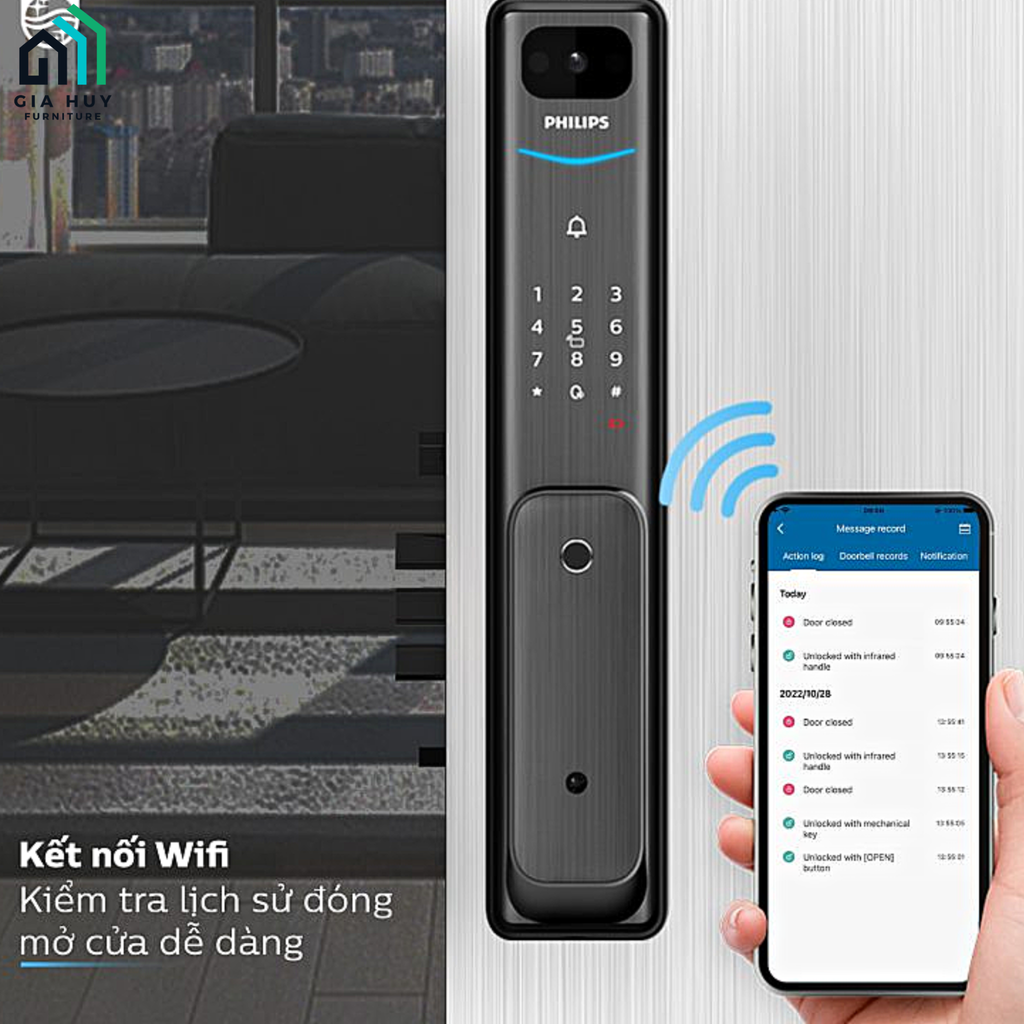 Khóa điện tử Philips Alpha - V - 5HWS (Mở cửa bằng APP Wifi thông minh)