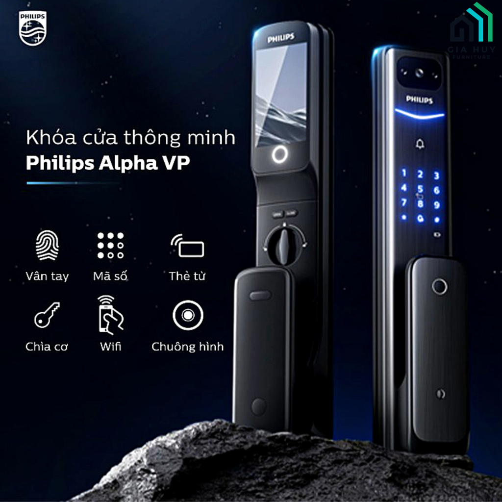 Khóa điện tử Philips Alpha - V - 5HWS (Mở cửa bằng APP Wifi thông minh)