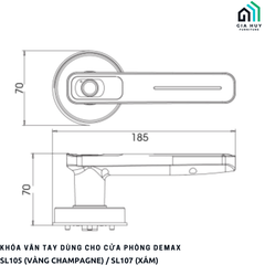 Khóa vân tay Demax SL105 / SL107 (Dùng cho cửa phòng - Hợp kim kẽm cao cấp)