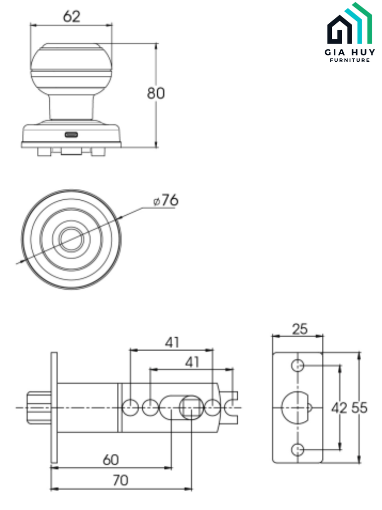 Khóa vân tay Demax SL106 SV / SL106 BL (Dùng cho cửa phòng - Mở khóa bằng Bluetooth thông minh)