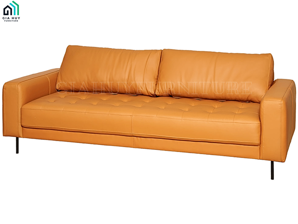 Bộ Sofa ROUGE (3 chỗ - Da Santos, Màu Đen / Màu Caramel)