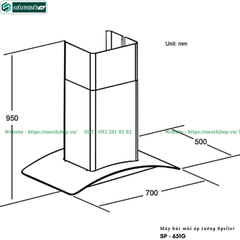 Máy hút mùi Spelier SP - 651G (Áp tường - Kính cong)
