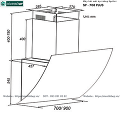 Máy hút mùi Spelier SP - 708 Plus (Áp tường - Kính vát)
