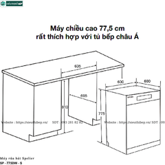 Máy rửa bát Spelier SP - 775DW - B / SP - 775DW - S (Độc lập - 13 bộ đồ ăn Châu Âu)