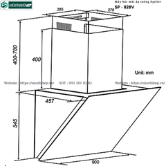 Máy hút mùi Spelier SP - 828V (Áp tường - Kính vát)