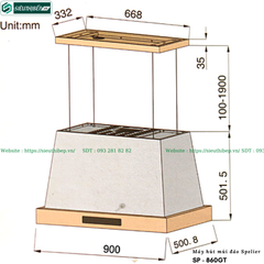 Máy hút mùi Spelier SP - 860GT (Đảo - Treo độc lập)