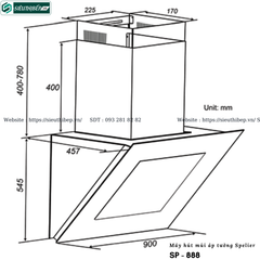 Máy hút mùi Spelier SP - 888 (Áp tường - Kính vát)
