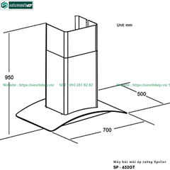 Máy hút mùi Spelier SP -  652GT (Áp tường - Kính cong)