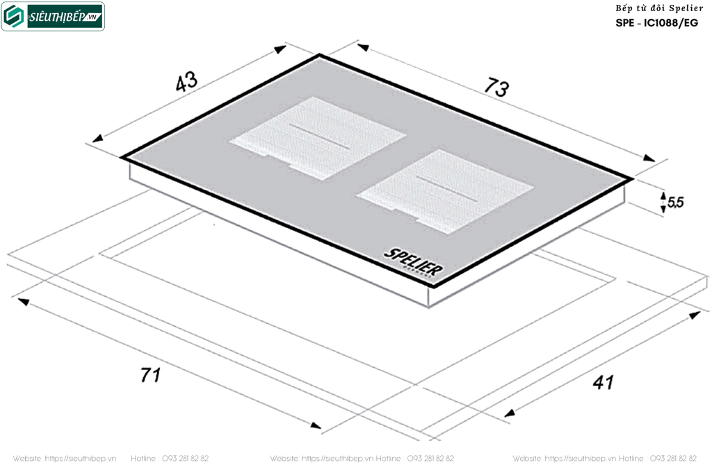Bếp từ đôi Spelier SPE - IC1088/EG - Made in Germany