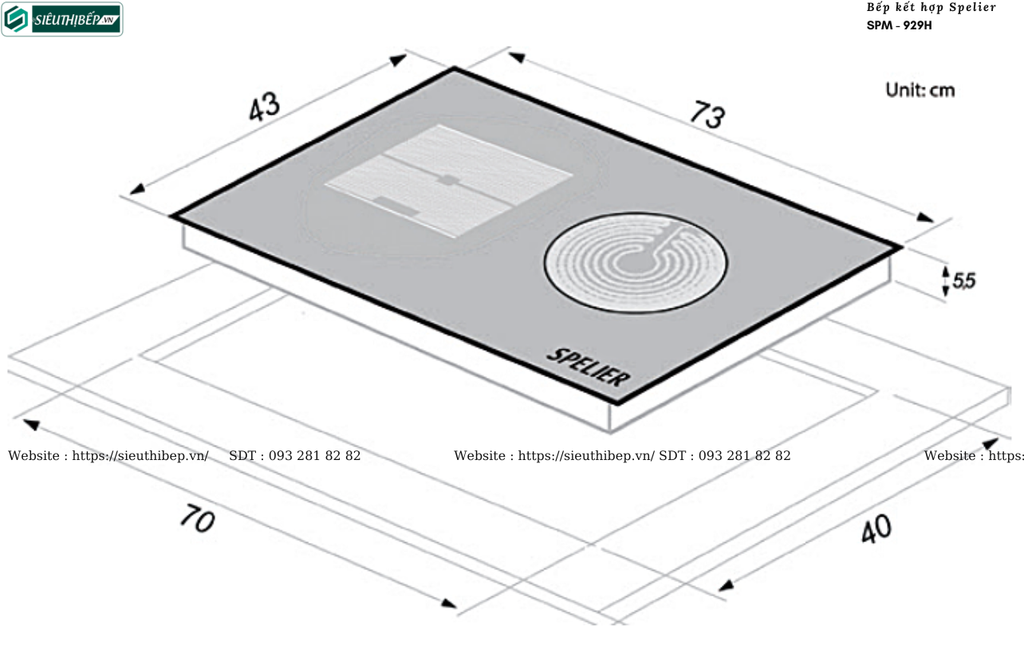 Bếp kết hợp Spelier SPM - 929H (2 vùng nấu - Made in Malaysia)