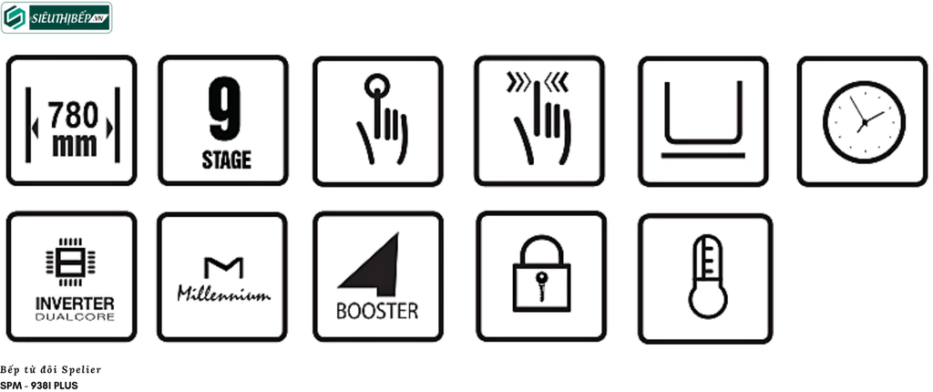 Bếp từ Spelier SPM - 938I PLUS (3 vùng nấu - Made in Malaysia)