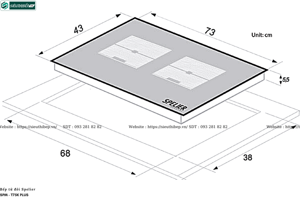 Bếp từ đôi Spelier SPM - T75K PLUS (Made in Malaysia)