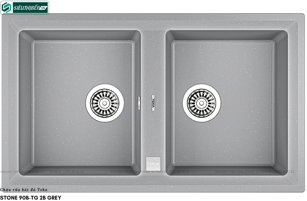 Chậu rửa bát Teka STONE 90 B-TG 2B Drakgrey / Grey (Đá 2 hộc rửa - Made in Germany)
