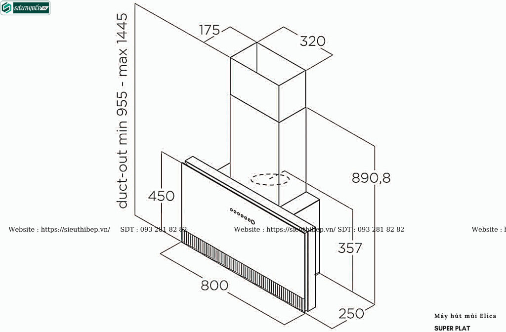 Máy hút mùi Elica SUPER PLAT (Áp tường - Made in Italy)