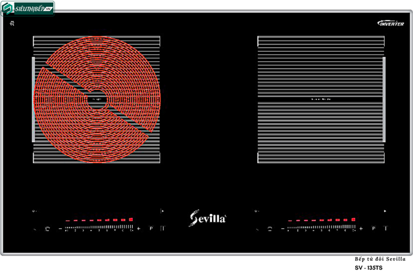 Bếp kết hợp Sevilla SV - 135TS (Từ kết hợp điện 2 vùng nấu - Inverter tiết kiệm điện năng)