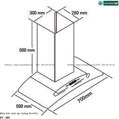Máy hút mùi Sevilla SV - 380 (Áp tường - Kính cong)