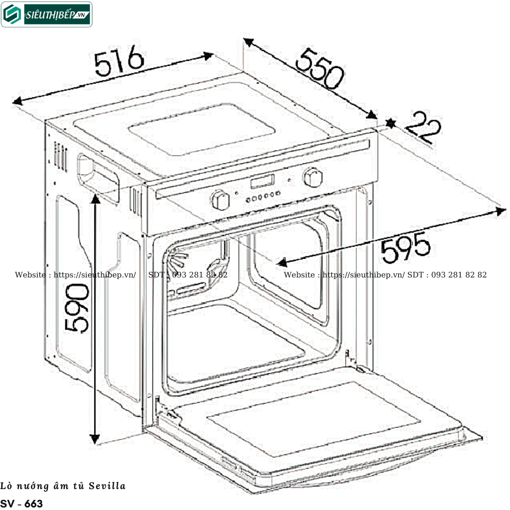 Lò nướng Sevilla SV - 663 (Âm tủ - 72 Lít)