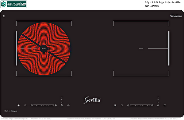 Bếp kết hợp Sevilla SV - M21S (Từ kết hợp điện 2 vùng nấu - Inverter tiết kiệm điện năng)