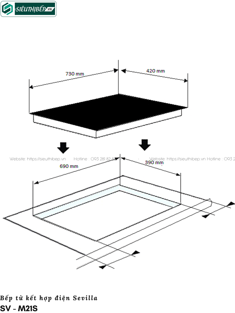 Bếp kết hợp Sevilla SV - M21S (Từ kết hợp điện 2 vùng nấu - Inverter tiết kiệm điện năng)