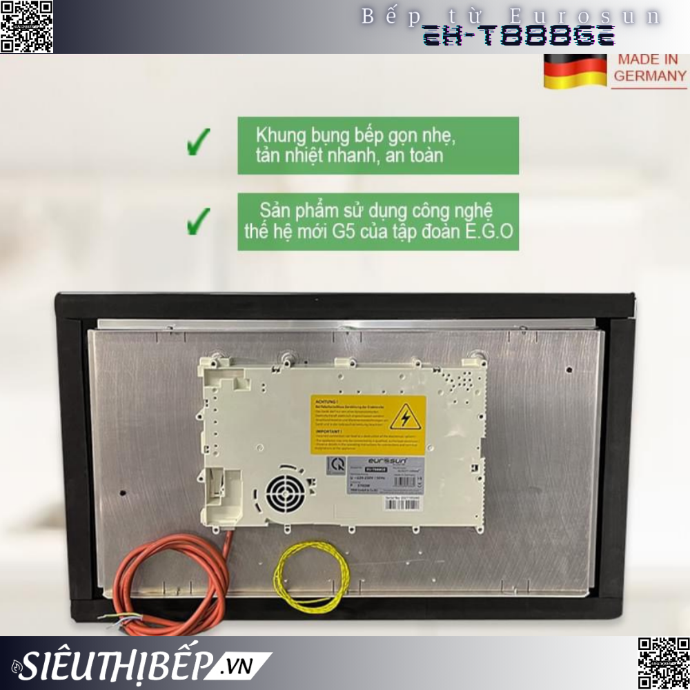 Bếp từ đôi Eurosun EU - T888GE nhập Đức inverter tiết kiệm điện