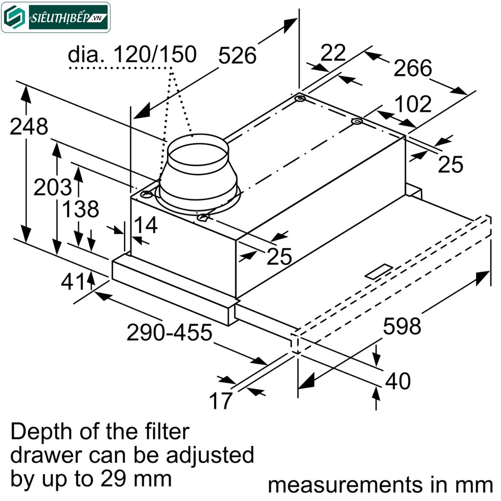 Máy hút mùi Bosch HMH DFM063W56B - Serie 2 (Âm tủ - Made in Germany)