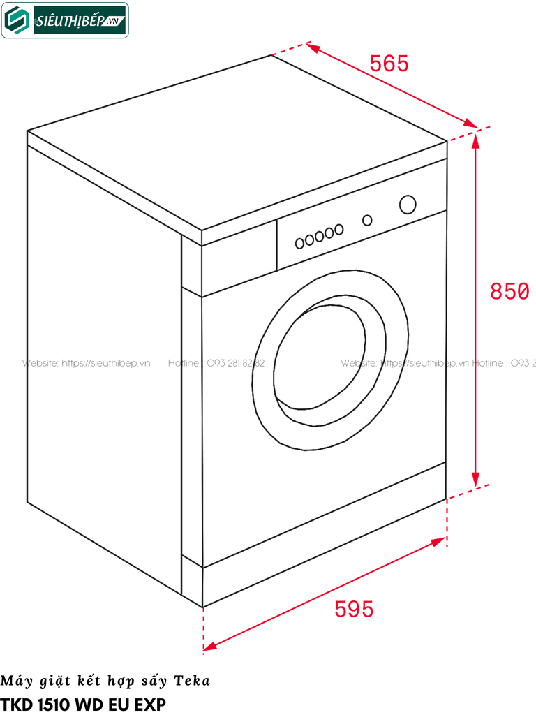 Máy giặt kết hợp sấy Teka TKD 1510 WD EU EXP (Độc lập - 10Kg/7Kg)