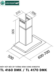 Máy hút mùi D'mestik TL 4160 DMK / TL 4170 DMK (Áp tường kính cong)