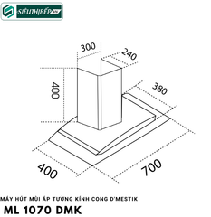 Máy hút mùi D'mestik ML 1070 DMK  (Áp tường kính cong)